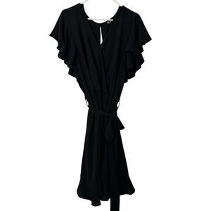Spin USA Sheer Crepe Belted‎ Faux Wrap Dress 3XL